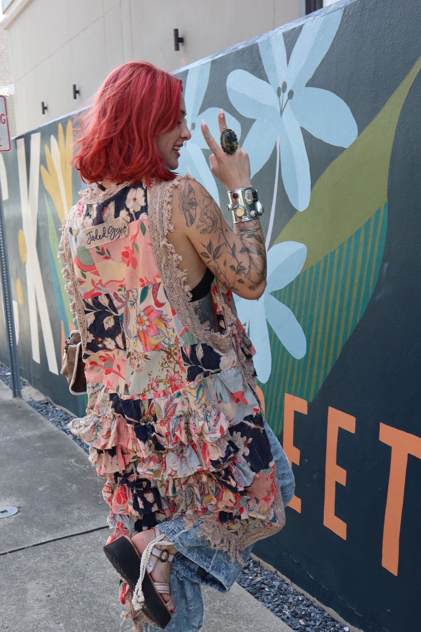 Ruffle High Lo in Floral - ivyandlavyboutique Jaded Gypsy