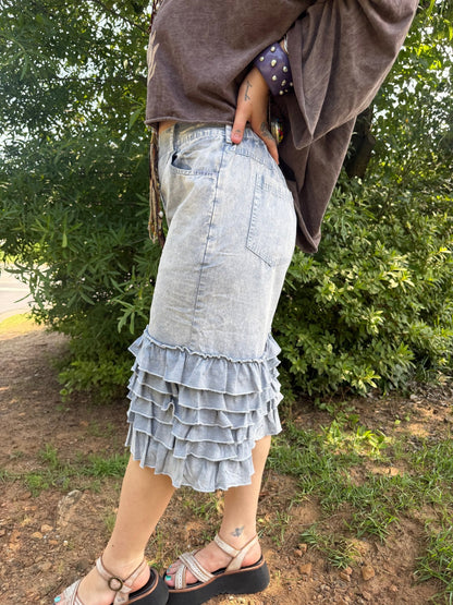 Ruffle My Feathers Bloomer Shorts - ivyandlavyboutique Blue Velvet
