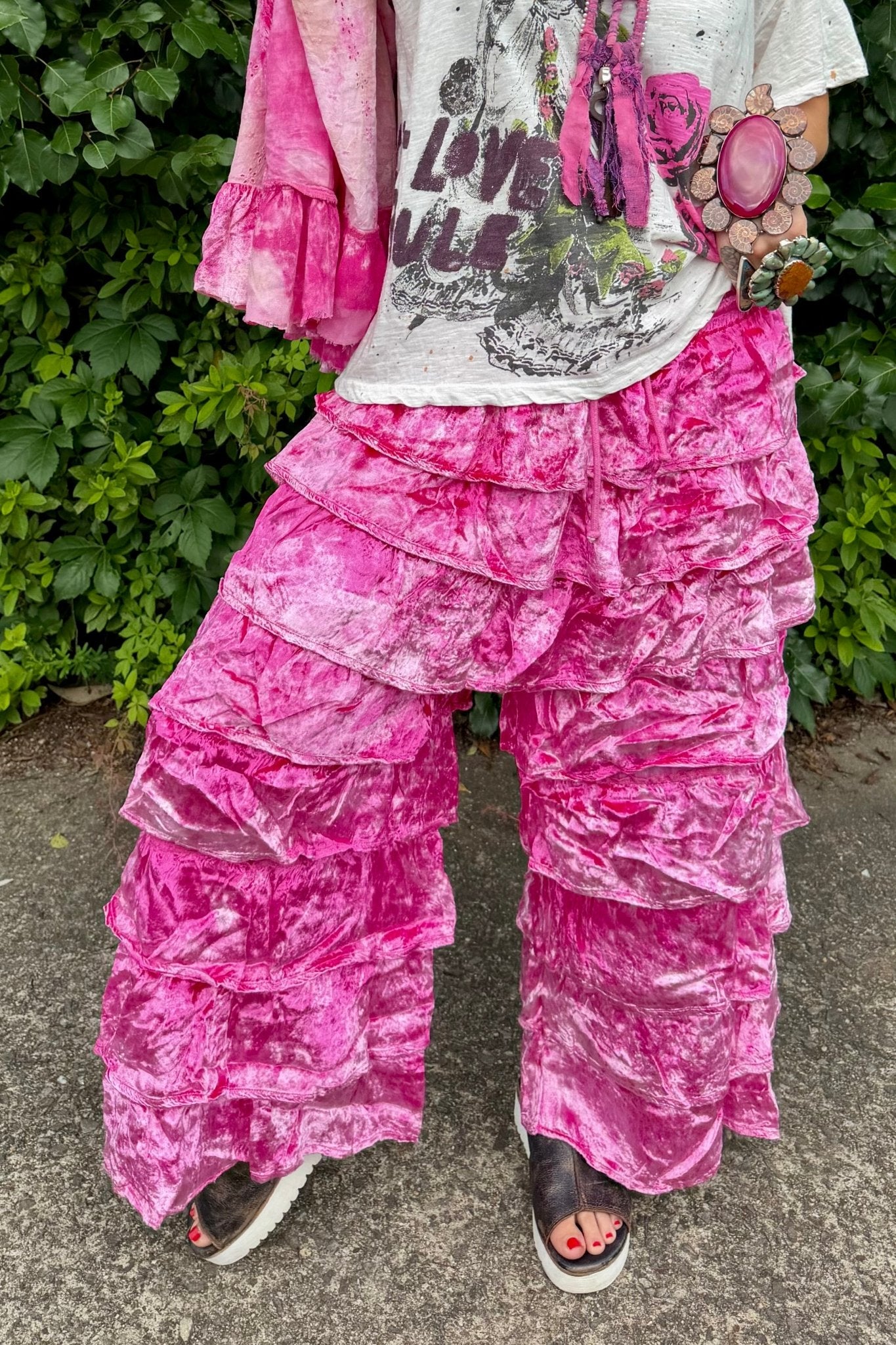Ruffle Your Feathers Velvet Ruffle Pant - ivyandlavyboutique A Rare Bird Shop