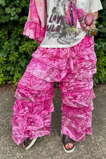 Ruffle Your Feathers Velvet Ruffle Pant - ivyandlavyboutique A Rare Bird Shop