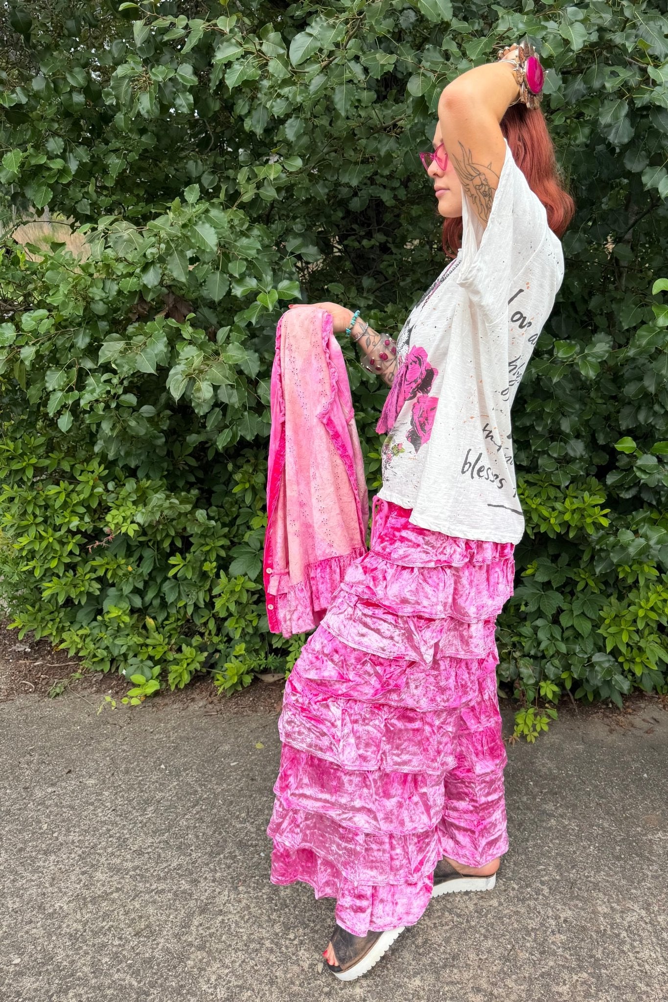 Ruffle Your Feathers Velvet Ruffle Pant - ivyandlavyboutique A Rare Bird Shop