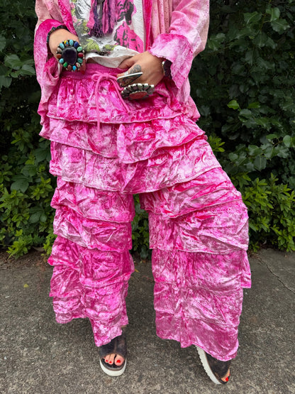 Ruffle Your Feathers Velvet Ruffle Pant - ivyandlavyboutique A Rare Bird Shop
