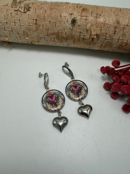 Sacred Heart Earrings - ivyandlavyboutique Spirit Lala