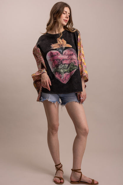 Sacred Heart Oversized Poncho Top - ivyandlavyboutique Blue Velvet
