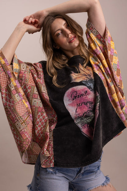Sacred Heart Oversized Poncho Top - ivyandlavyboutique Blue Velvet
