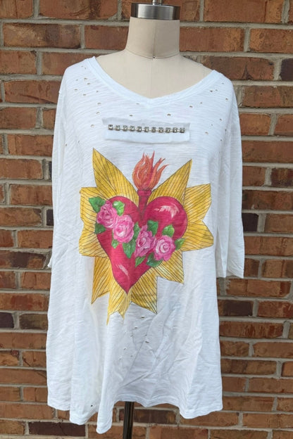 Sacred Heart Tee - ivyandlavyboutique A Rare Bird Shop