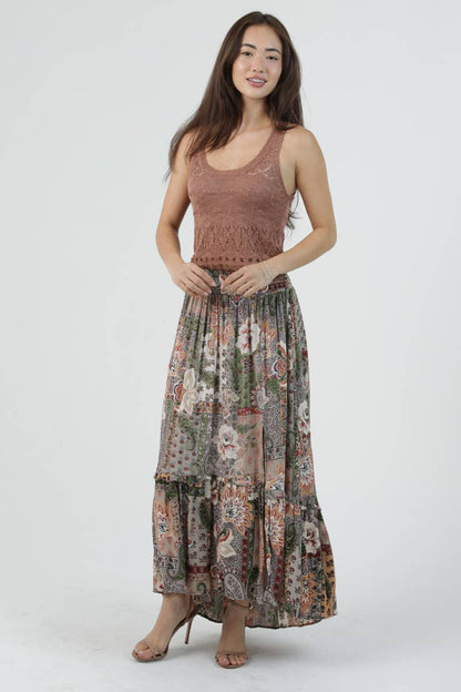 Safari Smocked Waist Midi Skirt - ivyandlavyboutique ANGIE
