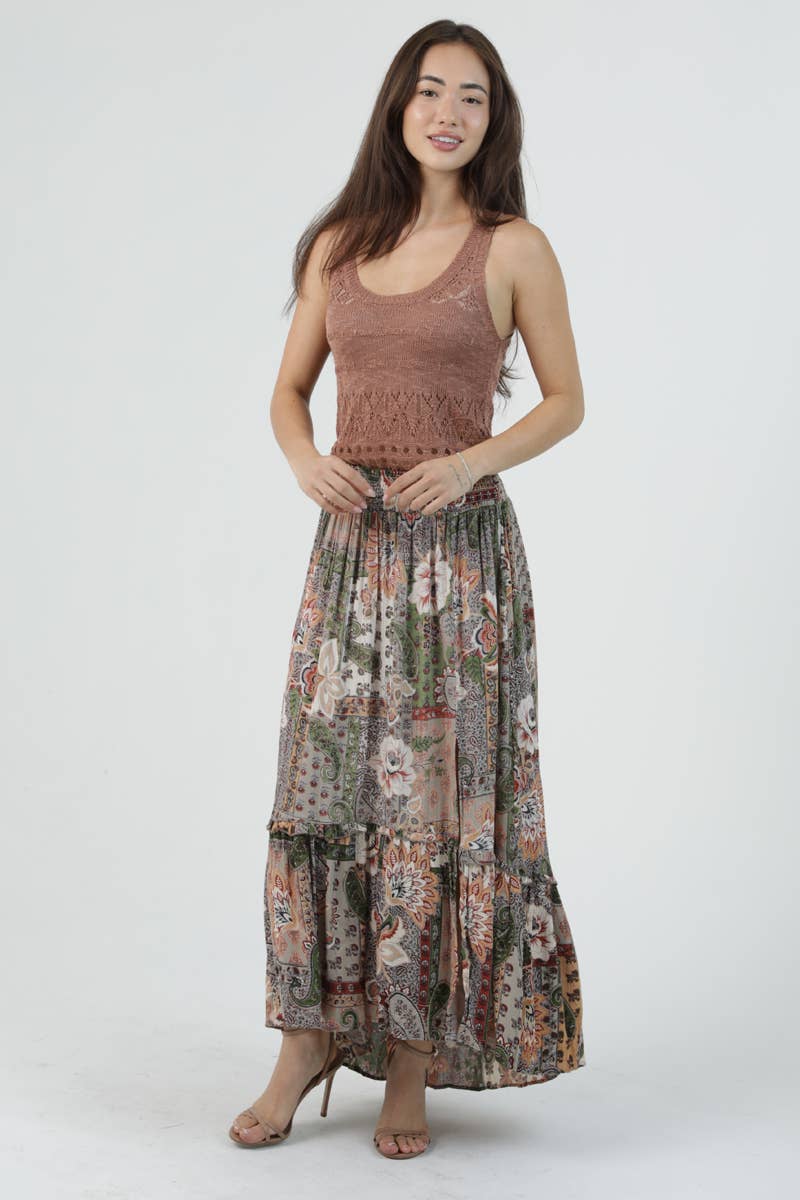 Safari Smocked Waist Midi Skirt - ivyandlavyboutique ANGIE