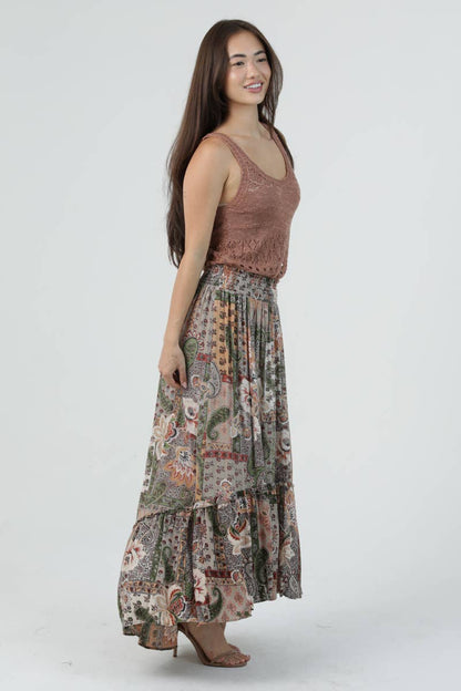 Safari Smocked Waist Midi Skirt - ivyandlavyboutique ANGIE