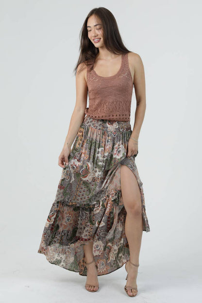 Safari Smocked Waist Midi Skirt - ivyandlavyboutique ANGIE