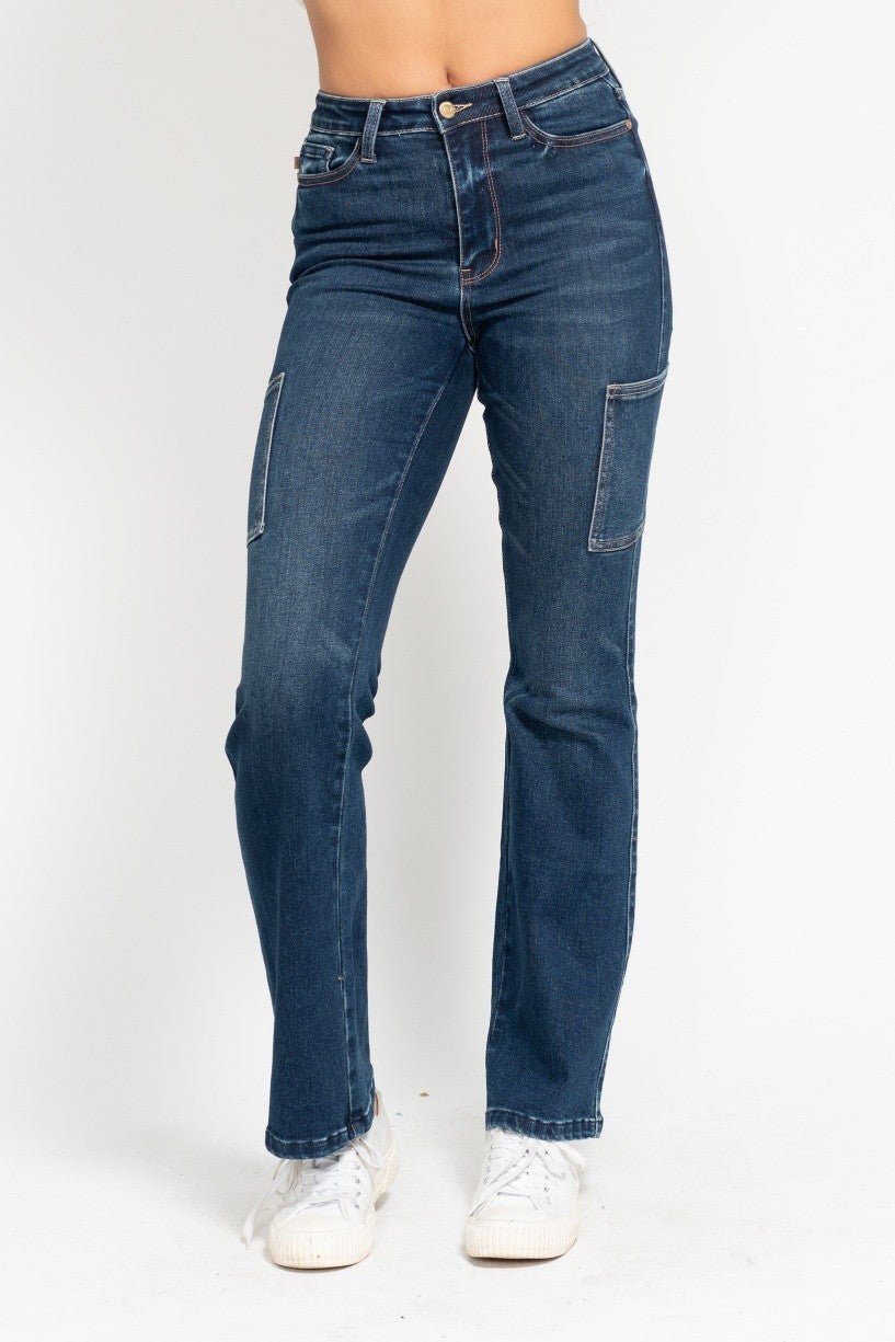 Sale - Judy Blue - The Indigo Cargo Bootcut Pant - ivyandlavyboutique Judy Blue