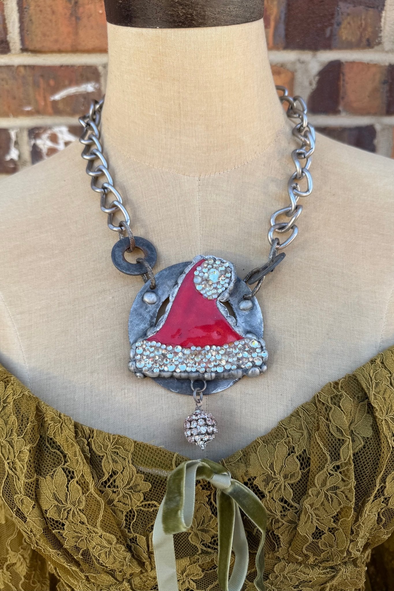 Santa’s Hat Necklace - ivyandlavyboutique Art by Amy