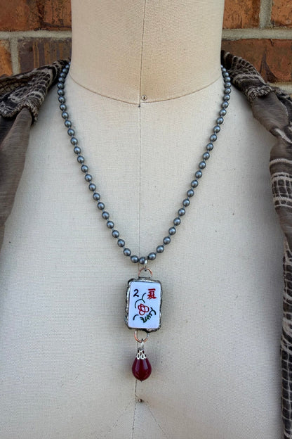Sassy Mahjong Tile Necklace Style 13 - ivyandlavyboutique Spirit Lala