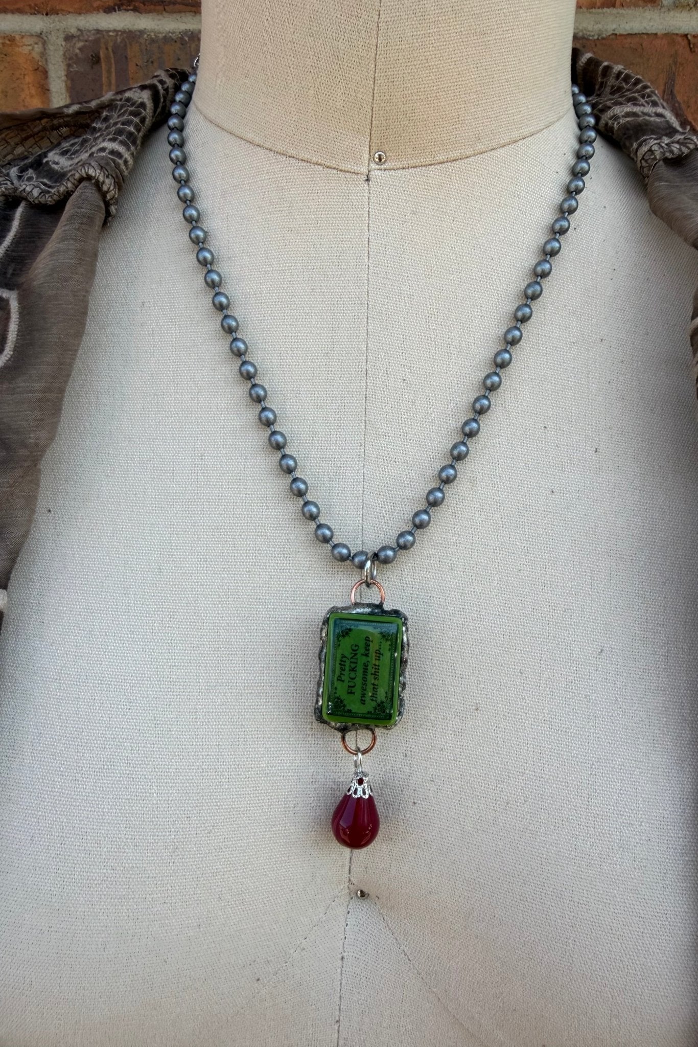 Sassy Mahjong Tile Necklace Style 13 - ivyandlavyboutique Spirit Lala