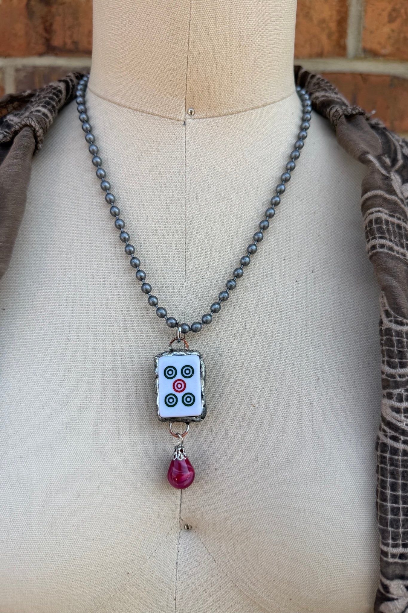Sassy Mahjong Tile Necklace Style 2 - ivyandlavyboutique Spirit Lala