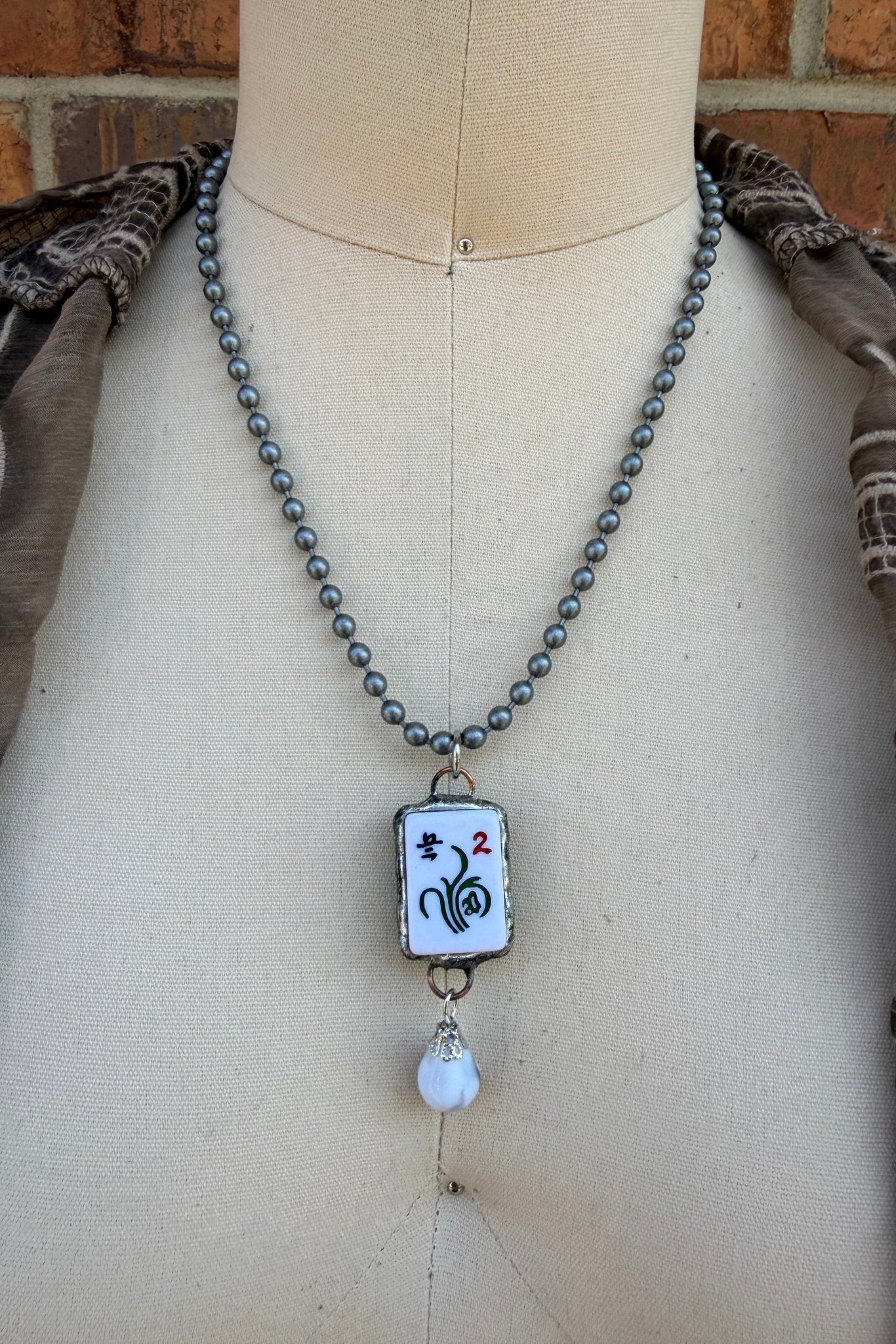 Sassy Mahjong Tile Necklace Style 5 - ivyandlavyboutique Spirit Lala