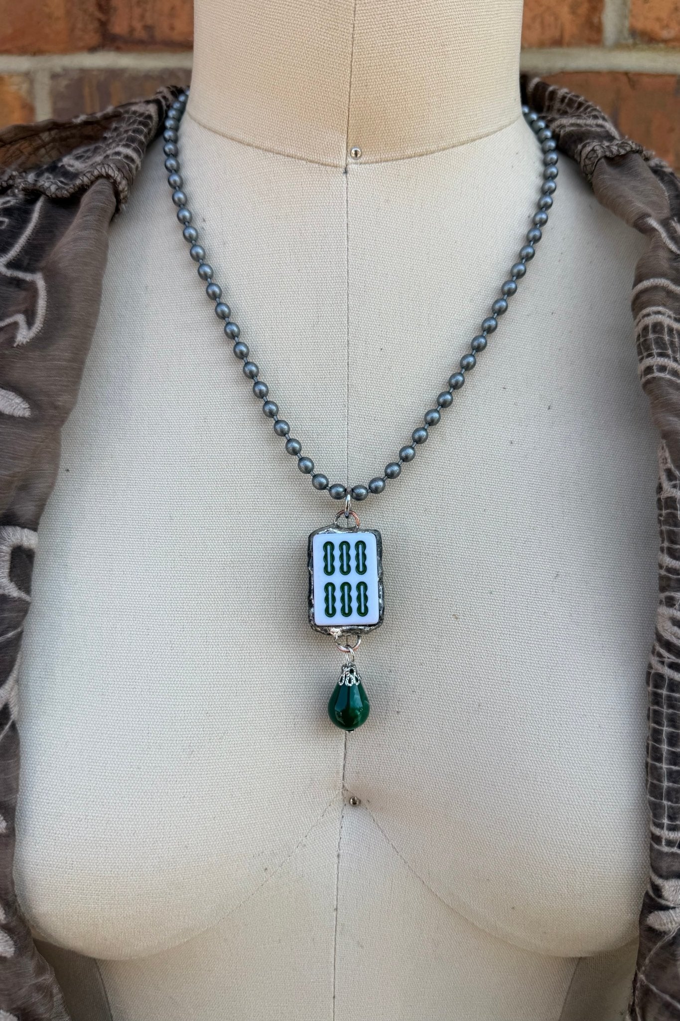 Sassy Mahjong Tile Necklace Style 6 - ivyandlavyboutique Spirit Lala