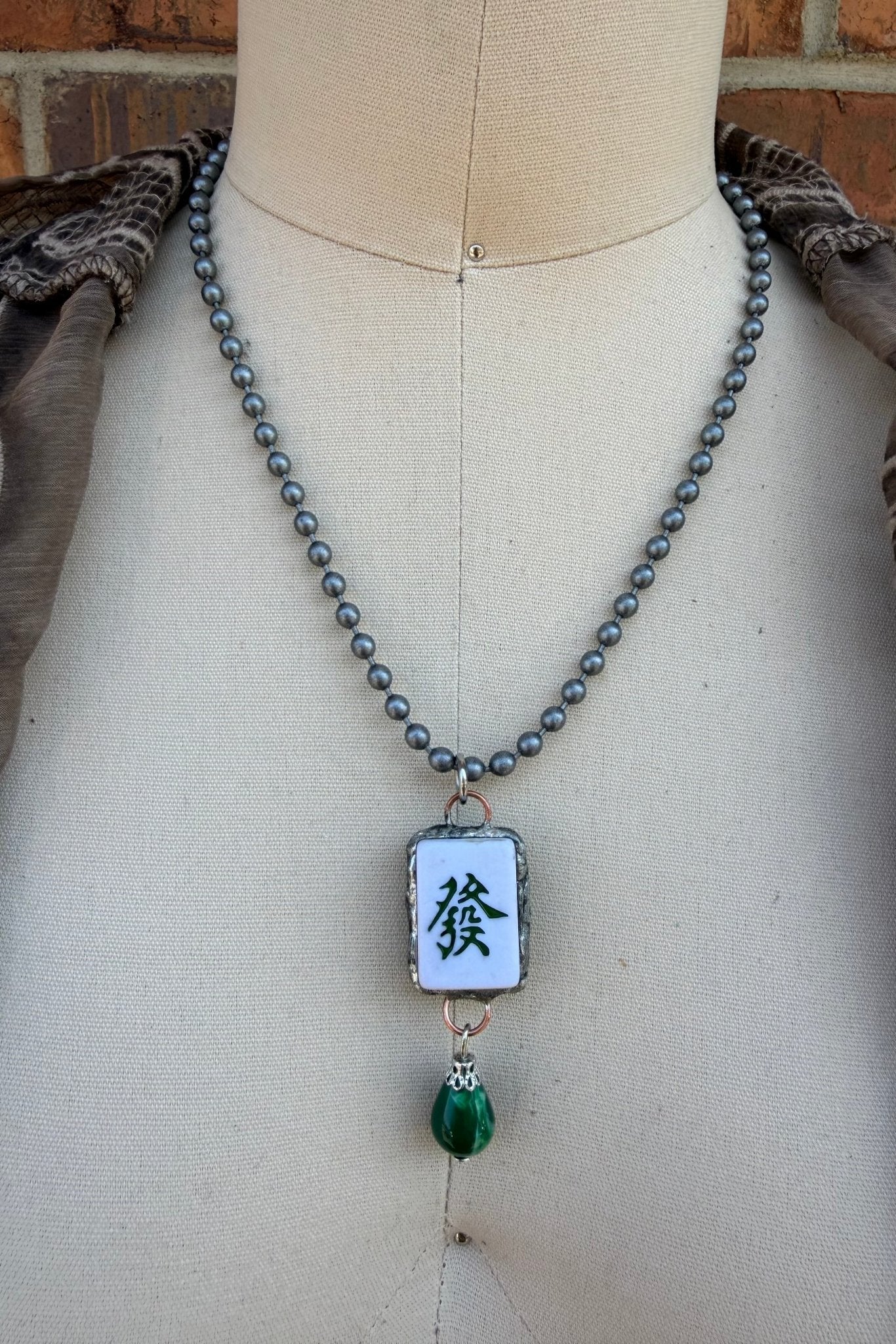 Sassy Mahjong Tile Necklace Style 7 - ivyandlavyboutique Spirit Lala