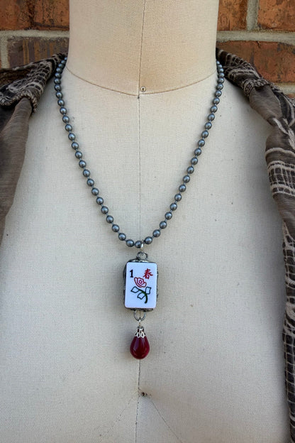 Sassy Mahjong Tile Necklace Style 8 - ivyandlavyboutique Spirit Lala
