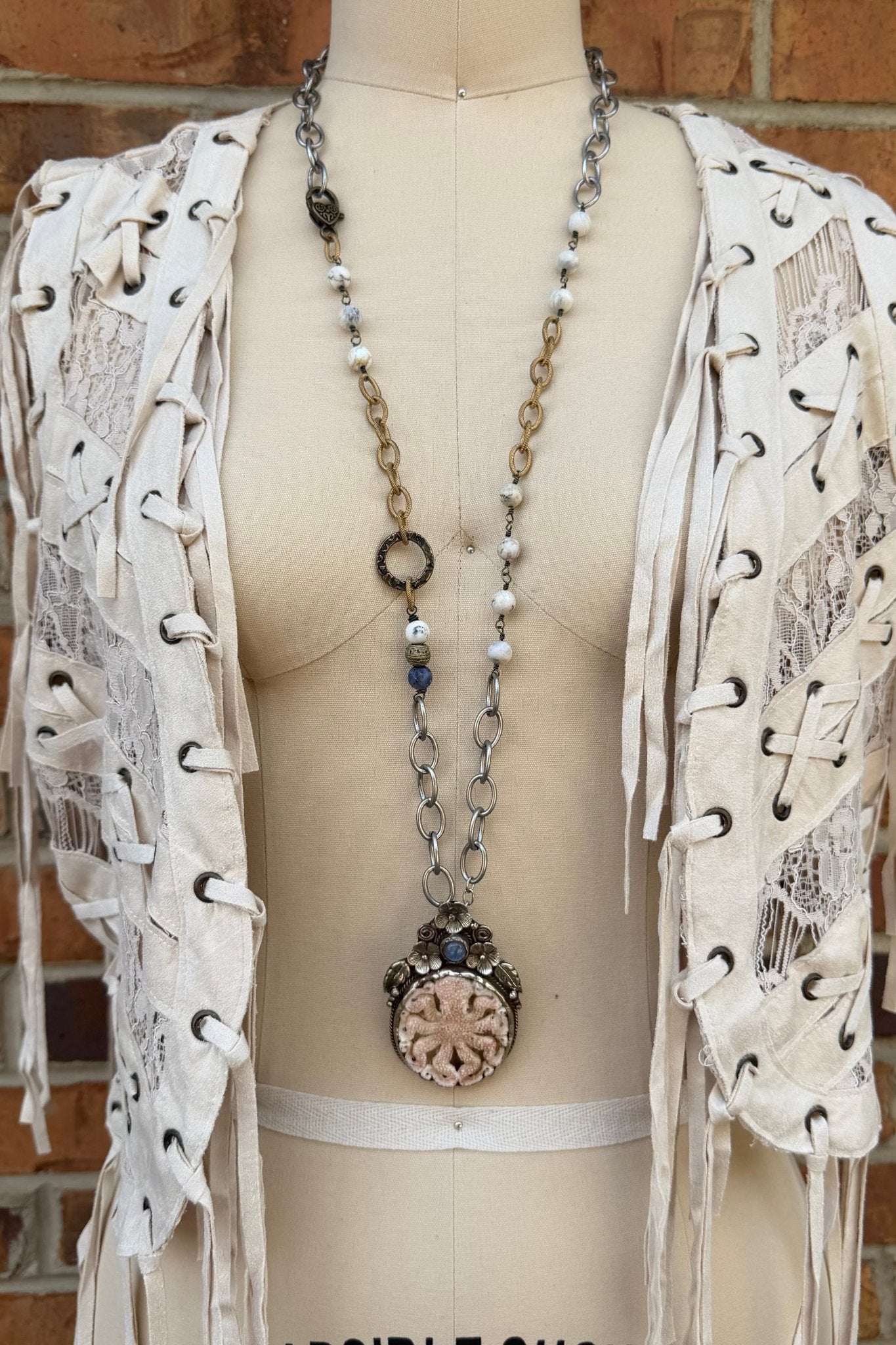 Sea Monster Carved Octopus Statement Necklace - Blue - ivyandlavyboutique ivyandlavyboutique