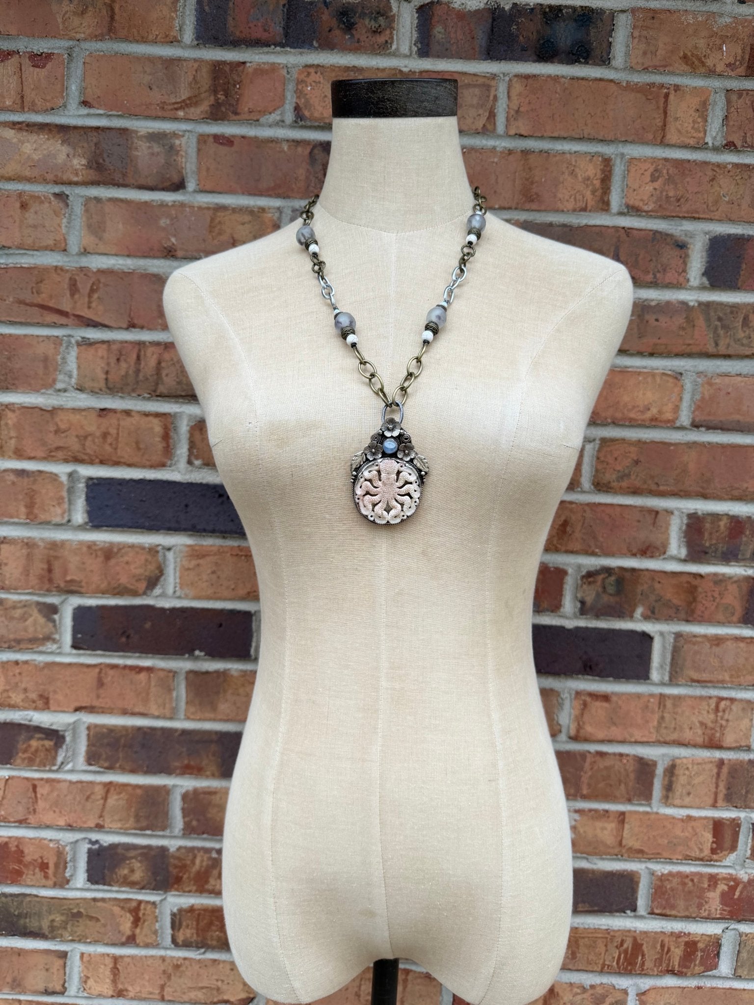 Sea Monster Carved Octopus Statement Necklace - ivyandlavyboutique ivyandlavyboutique