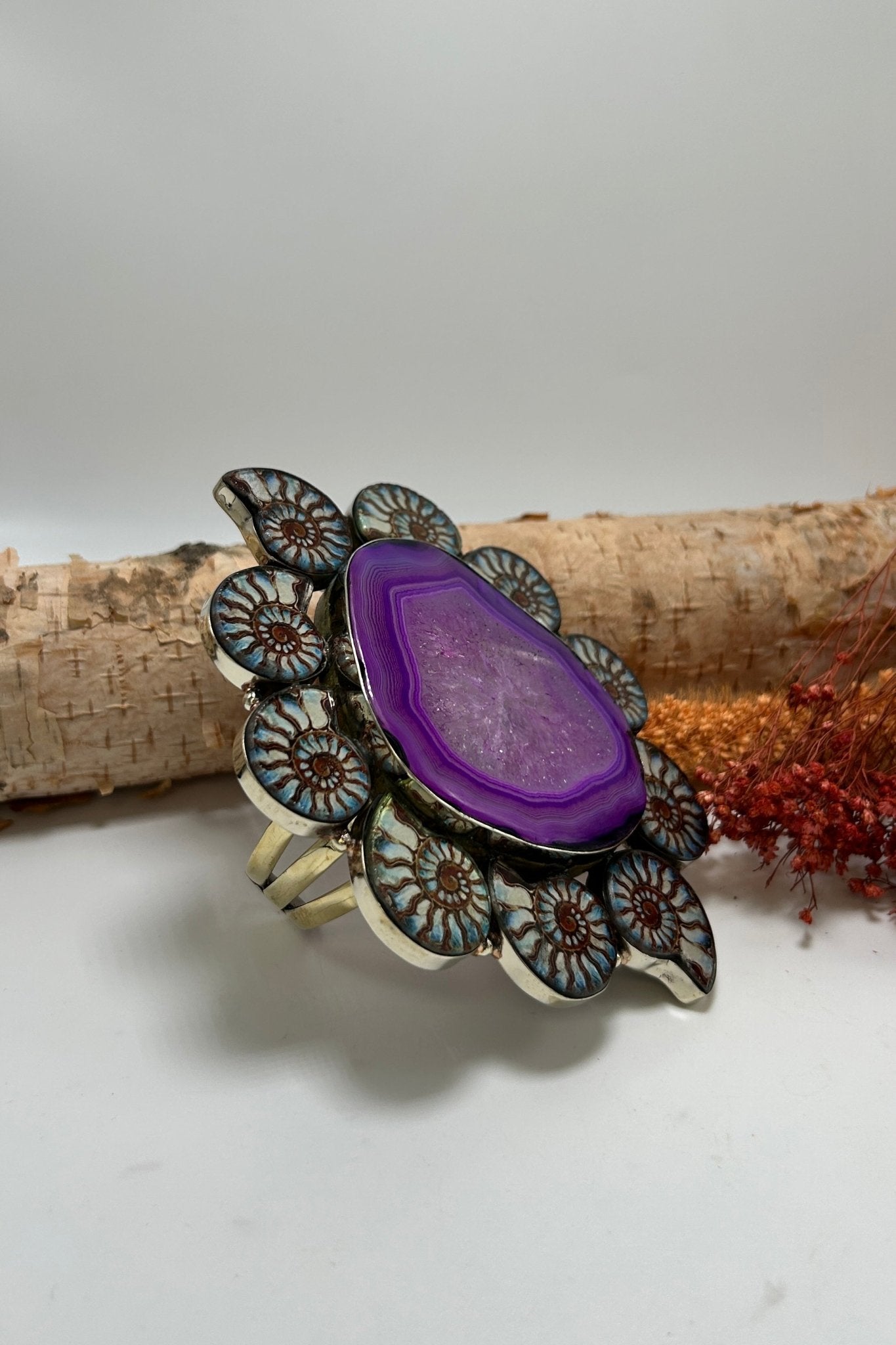 Sea Vibes Geode Giant Cuff Bracelet - ivyandlavyboutique German Silver