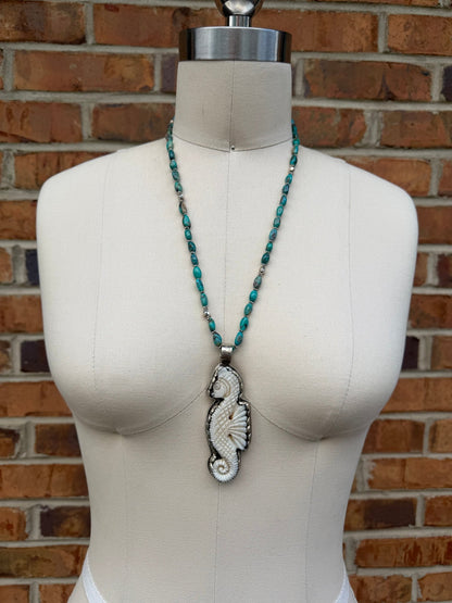 Seahorse Prance w/ Turquoise Necklace - ivyandlavyboutique ivyandlavyboutique