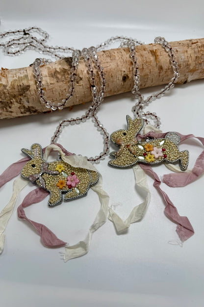 Seed Bead Bunny Necklace - ivyandlavyboutique A Rare Bird Shop