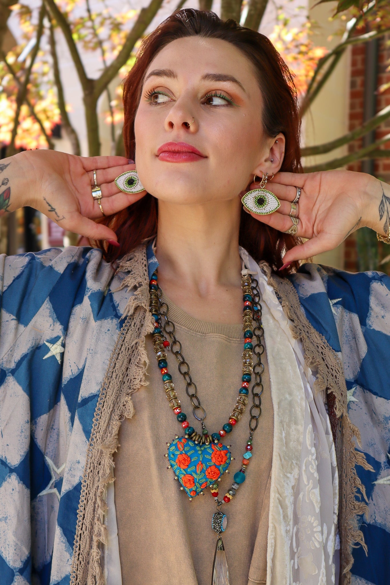 Seed Bead Evil Eye Earrings - Multiple Color Styles - ivyandlavyboutique Anju Jewelry