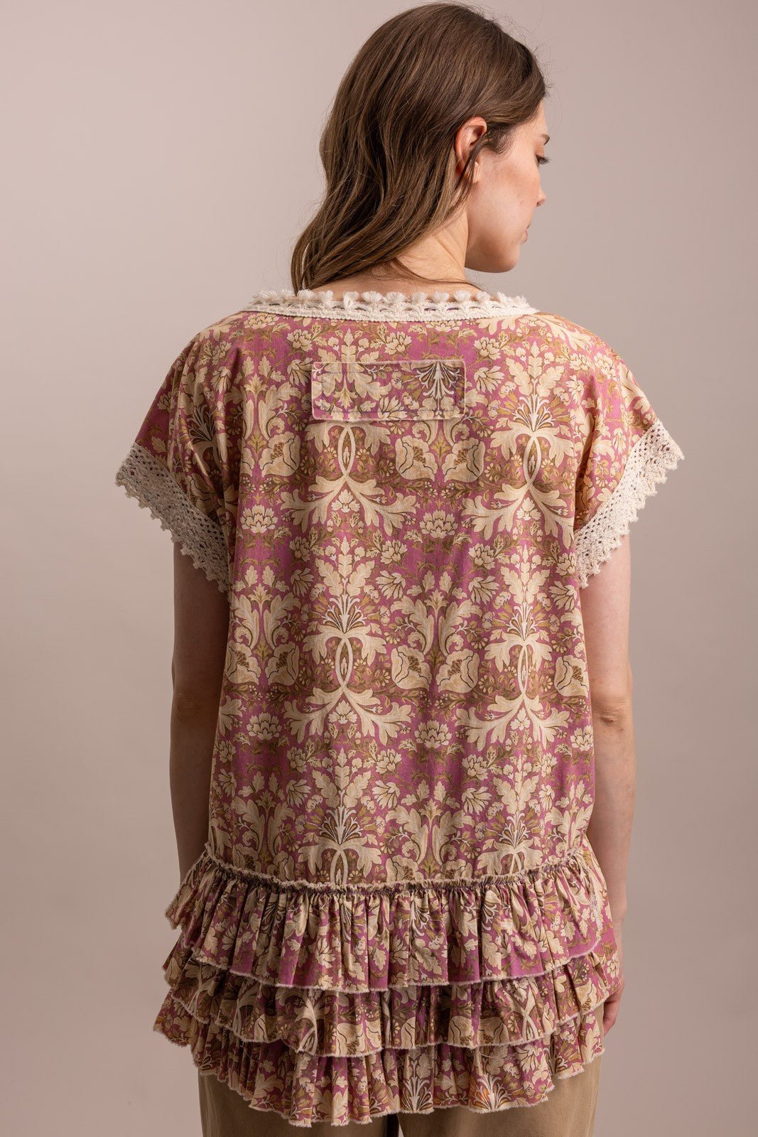 Selena Floral Ruffle Hem Blouse Floral Ruffle Hem Blouse - ivyandlavyboutique Blue Velvet