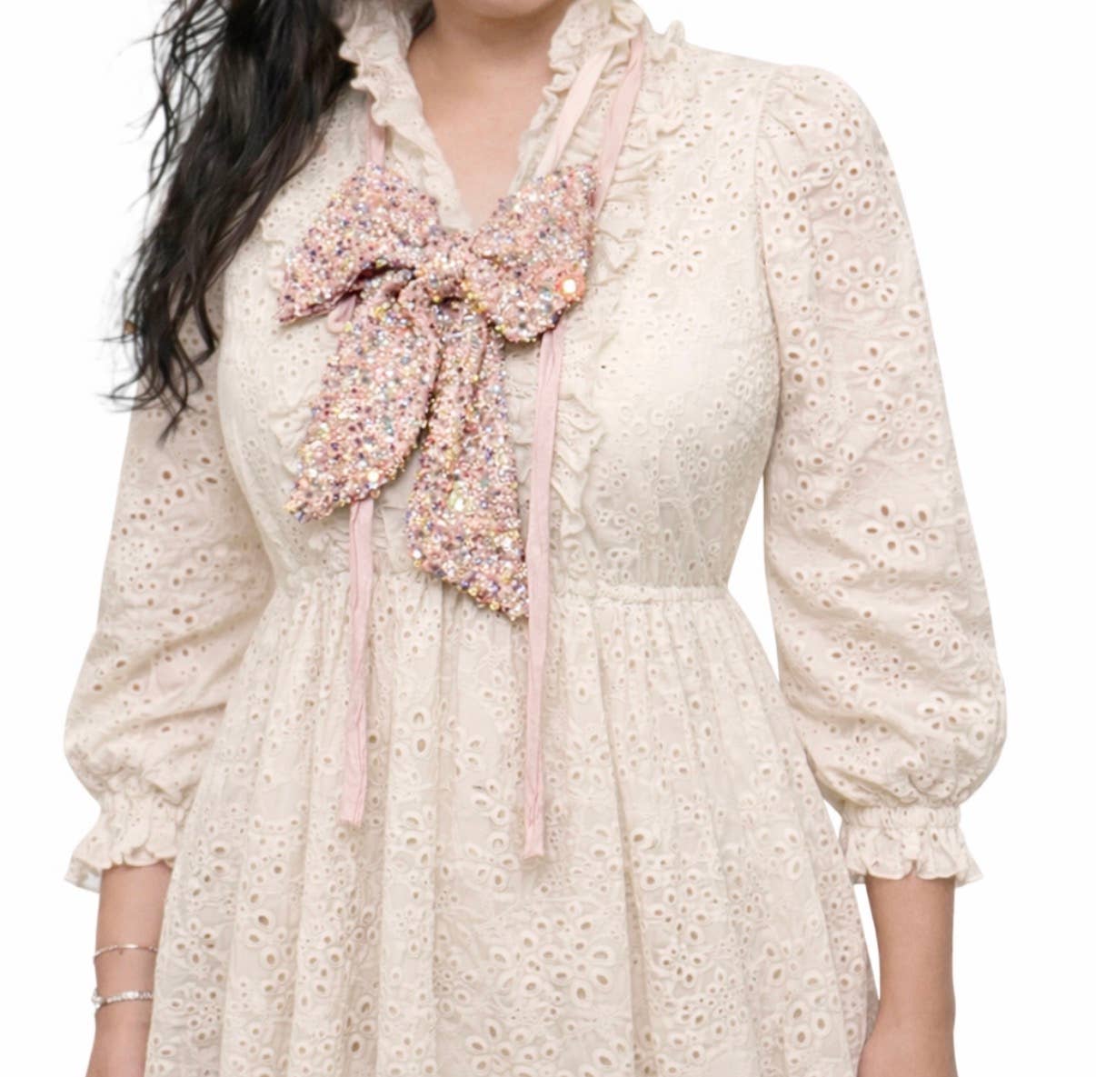 SEQUIN BOW TIE JABOT : OPAL - ivyandlavyboutique The Curated Raven