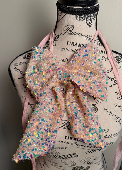 SEQUIN BOW TIE JABOT : OPAL - ivyandlavyboutique The Curated Raven