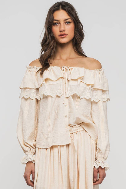 Seven Seas Lace Ruffle Blouse - ivyandlavyboutique Fashion Week