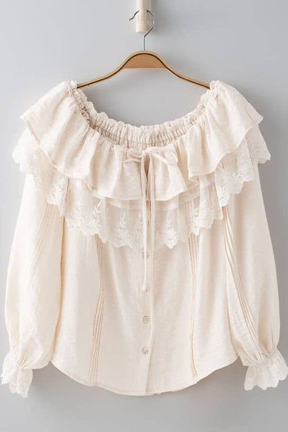 Seven Seas Lace Ruffle Blouse - ivyandlavyboutique Fashion Week