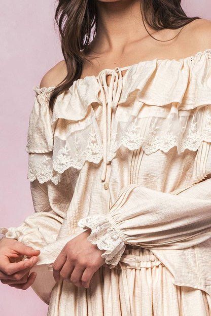 Seven Seas Lace Ruffle Blouse - ivyandlavyboutique Fashion Week