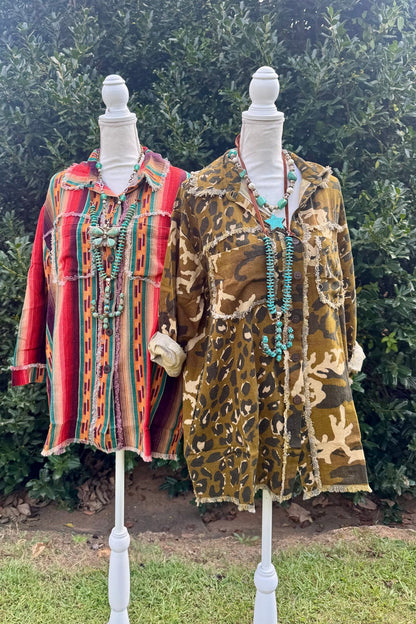 Shacket with Cowgirl Print Patchwork on Back - ivyandlavyboutique LeParisPetit by I Love Linen