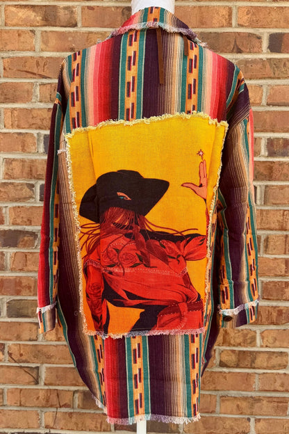 Shacket with Cowgirl Print Patchwork on Back - ivyandlavyboutique LeParisPetit by I Love Linen