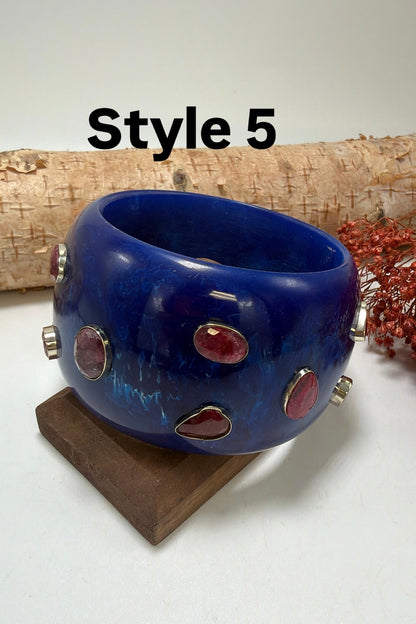 Shades Of Blues Bangle w/ Gemstone - ivyandlavyboutique ivyandlavyboutique