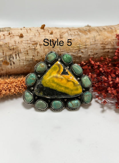 Shapes Big Bumble Bee Jasper w/ Turquoise Rings - ivyandlavyboutique ivyandlavyboutique