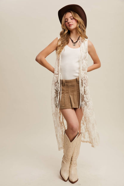 Sheer Floral Embroidered Lace Vest - ivyandlavyboutique Listicle