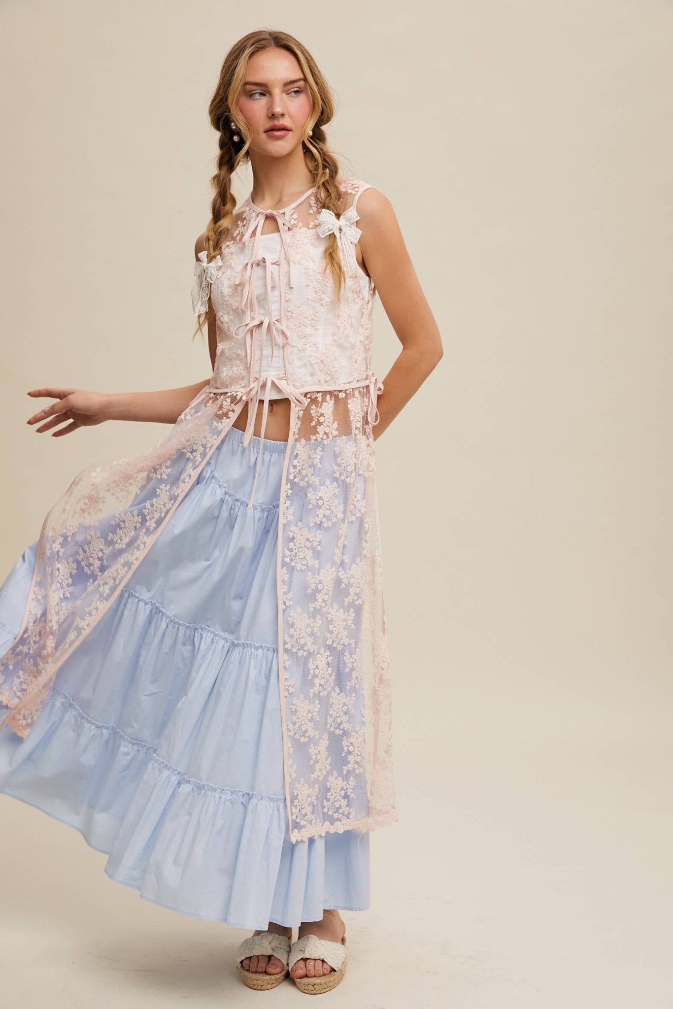 Sheer Floral Embroidered Lace Vest - ivyandlavyboutique Listicle