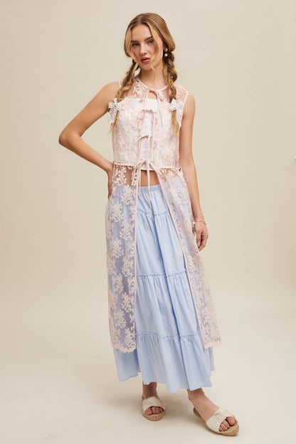 Sheer Floral Embroidered Lace Vest: Slate Blue - ivyandlavyboutique Listicle