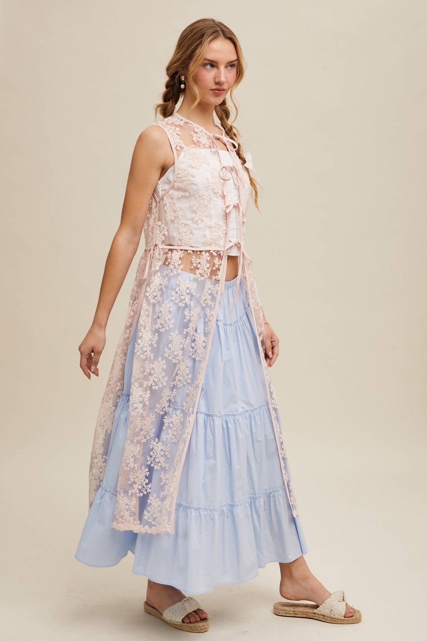 Sheer Floral Embroidered Lace Vest: Slate Blue - ivyandlavyboutique Listicle