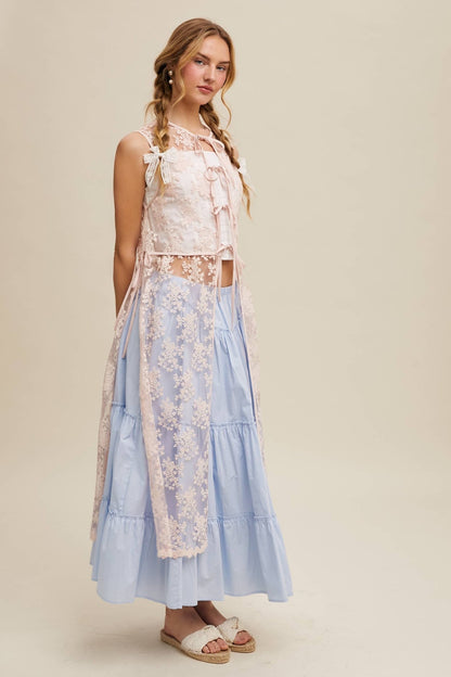 Sheer Floral Embroidered Lace Vest: Slate Blue - ivyandlavyboutique Listicle