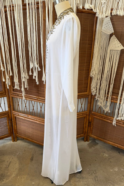 Sheer White Jeweled Duster - ivyandlavyboutique LA Skirts