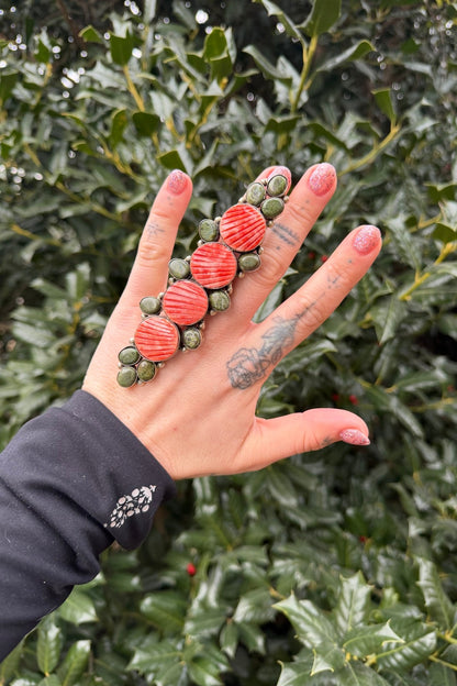 Shell & Agate Long Statement Ring - ivyandlavyboutique ivyandlavyboutique