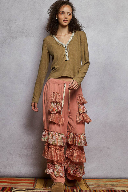 She’s Got Sass Ruffle Leg Pant - ivyandlavyboutique Pol Clothing