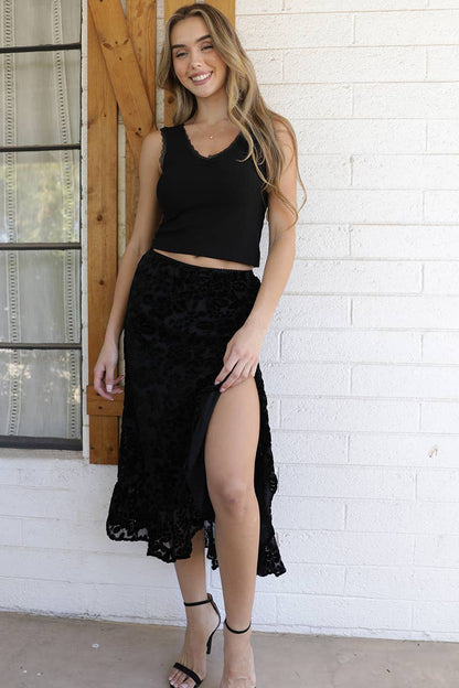 She's Saucy Midi Velvet Skirt - ivyandlavyboutique ANGIE