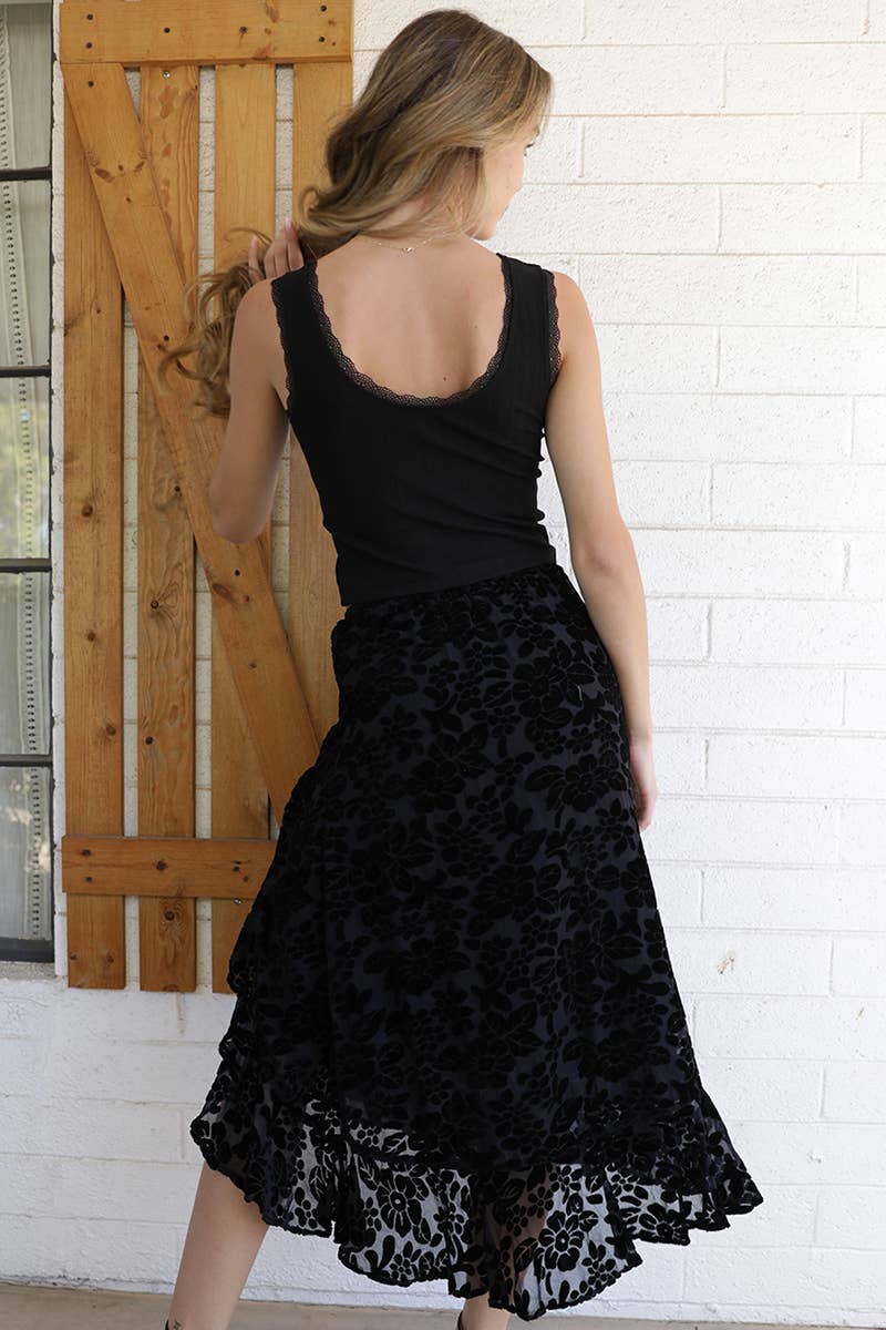 She's Saucy Midi Velvet Skirt - ivyandlavyboutique ANGIE