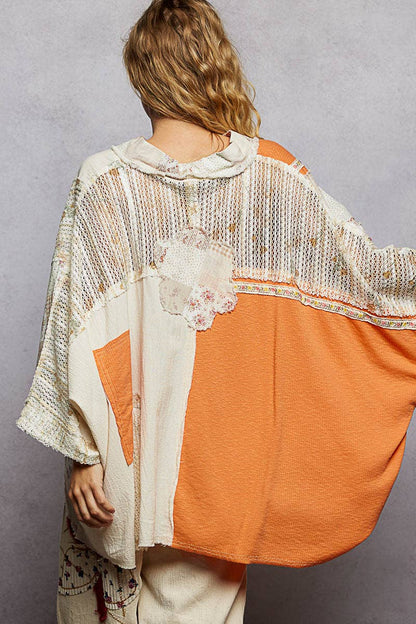 She’s Sunshine 3/4 Sleeve Textured Woven Rib Crochet Embroidery Shirt Top - ivyandlavyboutique Pol Clothing